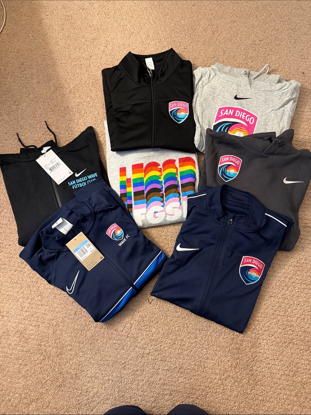 Lot of Nike San Diego Wave FC Gear